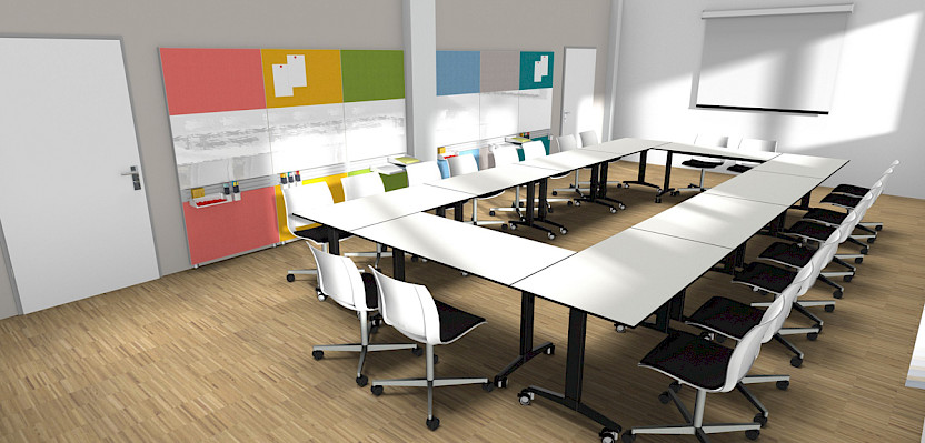 Project spaces can also host presentations and conferences. Project spaces can also host presentations and conferences.